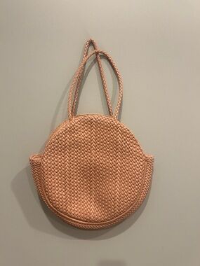 Anthropologie | Alison Woven Circular pink
Handbag Purse Tote Bag Faux Leather